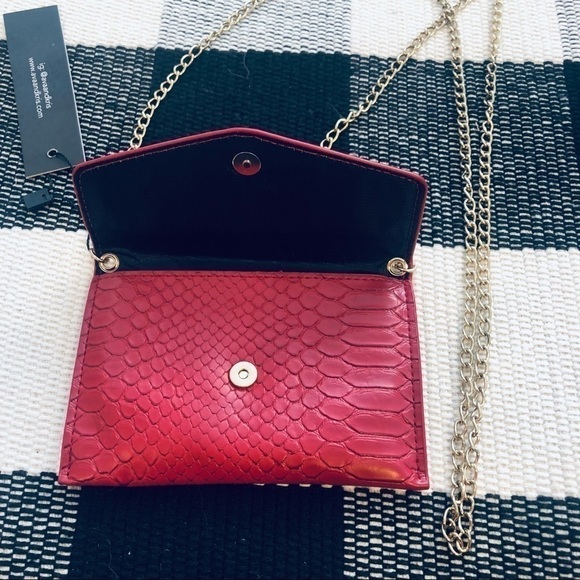 KRIS Meg Ruby Red Snake Crossbody Bag - Picture 3 of 4